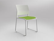 Game Sled leg Chair (Upholstered Seat) White Lime Green Polished Chrome