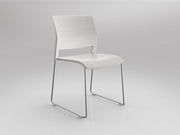 Game Chair Unupholstered Sled Base White Polished Chrome