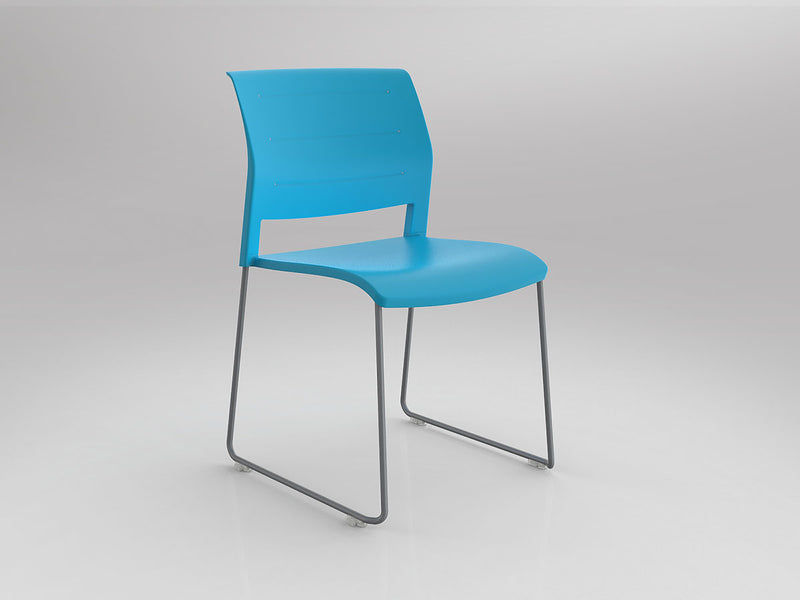 Game Chair Unupholstered Sled Base Aqua Silver Powdercoat