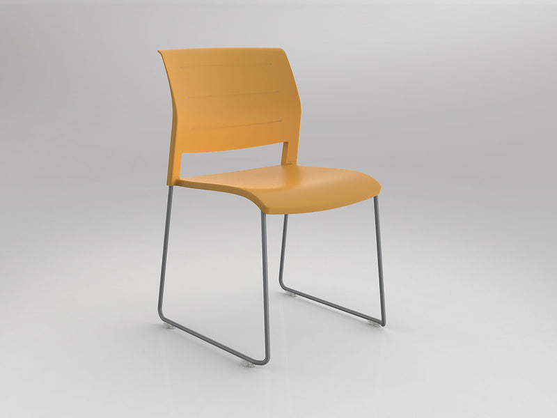 Game Chair Unupholstered Sled Base Daffodil Silver Powdercoat