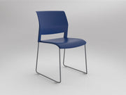Game Chair Unupholstered Sled Base Indigo Silver Powdercoat