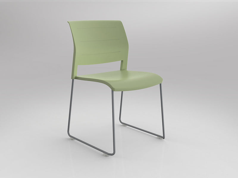 Game Chair Unupholstered Sled Base Pistachio Silver Powdercoat