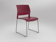 Game Chair Unupholstered Sled Base Red Silver Powdercoat