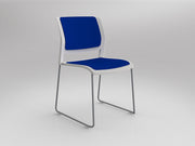 Game Sled leg Chair (Fully Upholstered) White Sky Blue Silver Powdercoat