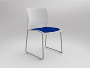 Game Sled leg Chair (Upholstered Seat) White Sky Blue Silver Powdercoat
