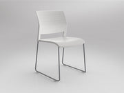 Game Chair Unupholstered Sled Base White Silver Powdercoat