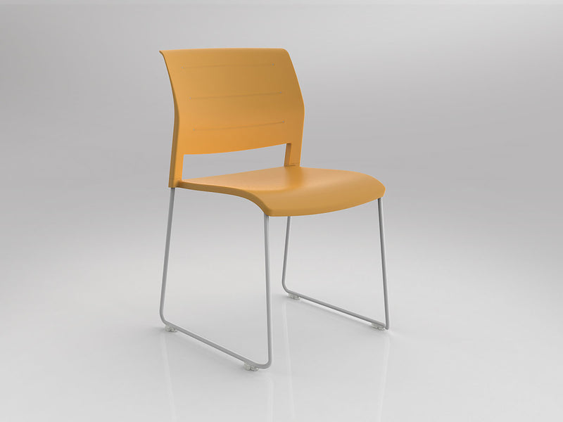 Game Chair Unupholstered Sled Base Daffodil White Powdercoat