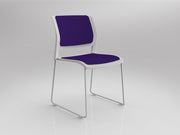 Game Sled leg Chair (Fully Upholstered) White Plum White Powdercoat