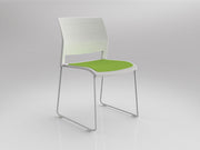 Game Sled leg Chair (Upholstered Seat) White Lime Green White Powdercoat