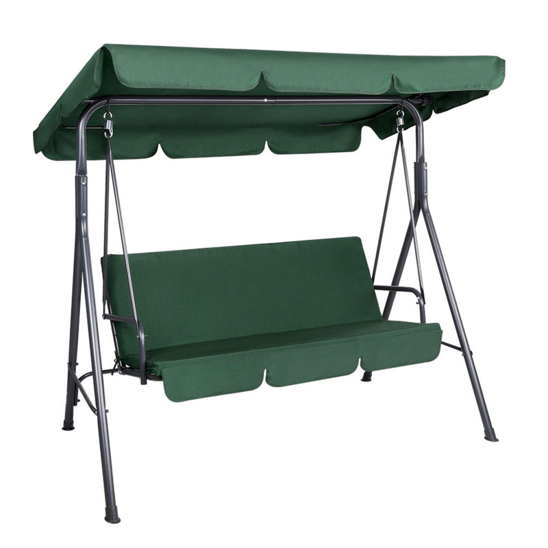 Gardeon Outdoor Swing Chair Hammock 3 Seater Garden Canopy Bench Seat Backyard Green