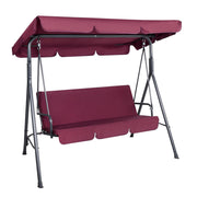 Gardeon Outdoor Swing Chair Hammock 3 Seater Garden Canopy Bench Seat Backyard Wine Red