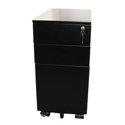 Rapidline 3 Drawer Slimline Steel Mobile Pedestal Black