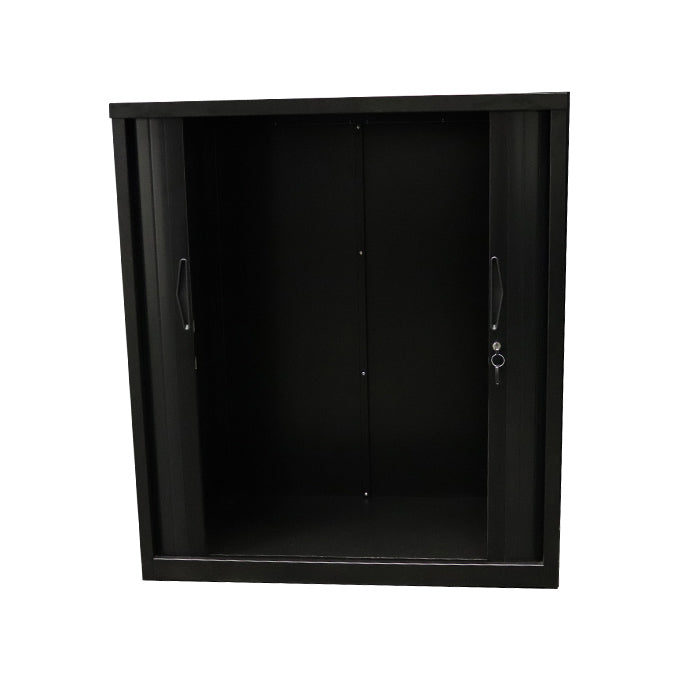 Rapidline 900W GO Tambour Door Cupboard Without Shelves 1016mm H x 900mm W x 473mm D Black
