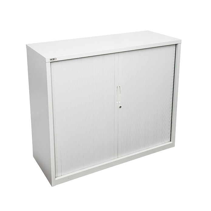 Rapidline 900W GO Tambour Door Cupboard Without Shelves 1016mm H x 900mm W x 473mm D White