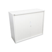 Rapidline 900W GO Tambour Door Cupboard With Shelvess 1200mm H x 900mm W x 473mm D White 2 Shelves