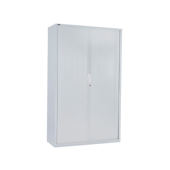 Rapidline 900W GO Tambour Door Cupboard Without Shelves 1200mm H x 900mm W x 473mm D White