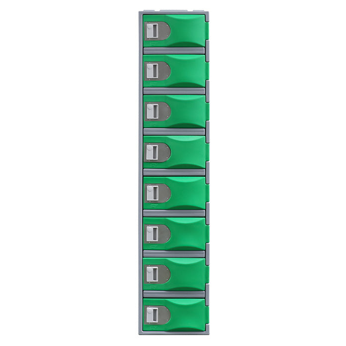 Steelco Heavy Duty HDPE Locker - Full Height Eight Door Green