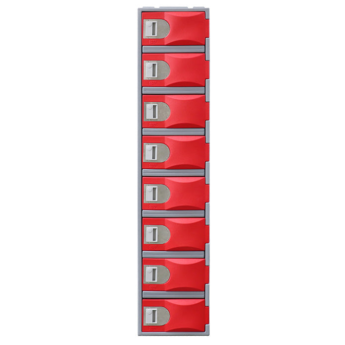 Steelco Heavy Duty HDPE Locker - Full Height Eight Door Red
