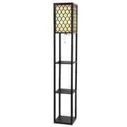 Artiss Floor Lamp LED Storage Shelf Standing Vintage Wood Light Reading Bedroom Black