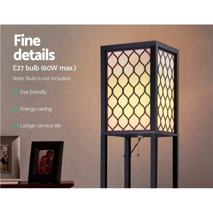 Artiss Floor Lamp LED Storage Shelf Standing Vintage Wood Light Reading Bedroom