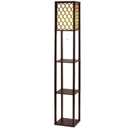 Artiss Floor Lamp LED Storage Shelf Standing Vintage Wood Light Reading Bedroom Brown