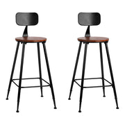 2x Artiss Vintage Bar Stools Alex Retro Pine Wood Metal Frame