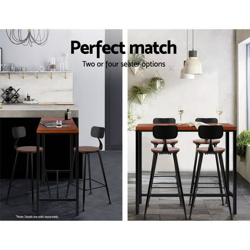 Artiss Vintage Bar Table Alex Retro Pine Wood Metal Frame