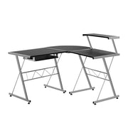 Artiss Corner Metal Pull Out Computer Desk Black