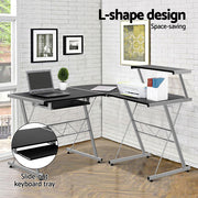 Artiss Corner Metal Pull Out Computer Desk