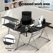 Artiss Corner Metal Pull Out Computer Desk
