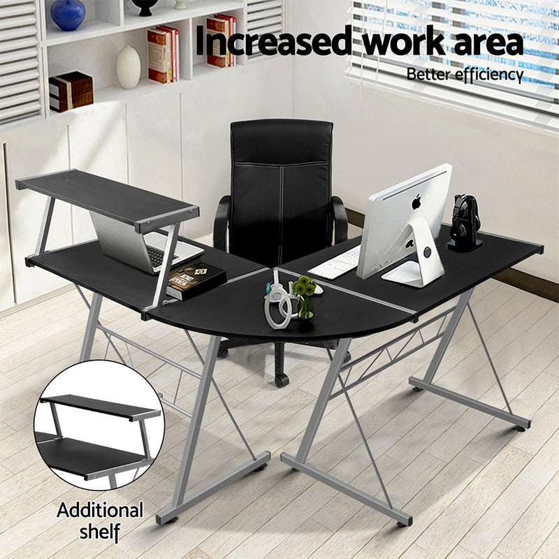 Artiss Corner Metal Pull Out Computer Desk