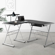 Artiss Corner Metal Pull Out Computer Desk