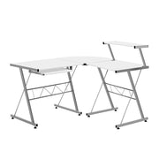 Artiss Corner Metal Pull Out Computer Desk White