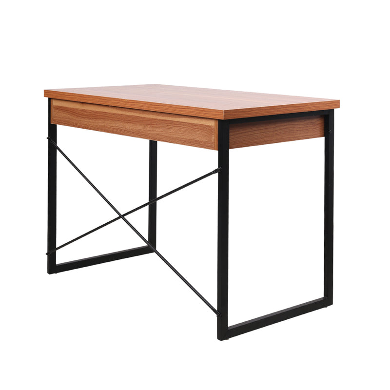Artiss Metal Desk with Drawer Walnut