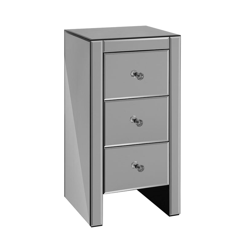 Artiss Quenn Mirror Bedside Table Smokey Grey