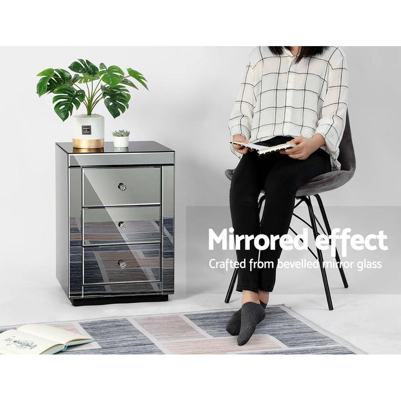 Artiss Presia Mirror Bedside Table