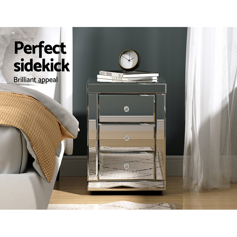 Artiss Presia Mirror Bedside Table