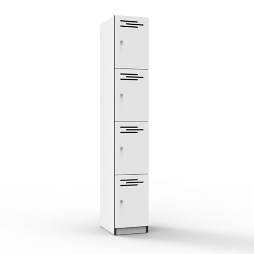 White Color Four Door Lockers with Natural Oak