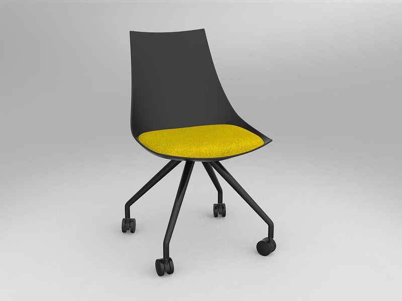 Luna Chair with Castor Base Black Bumblebee Yellow