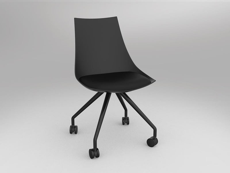 Luna Chair with Castor Base Black BLack PU