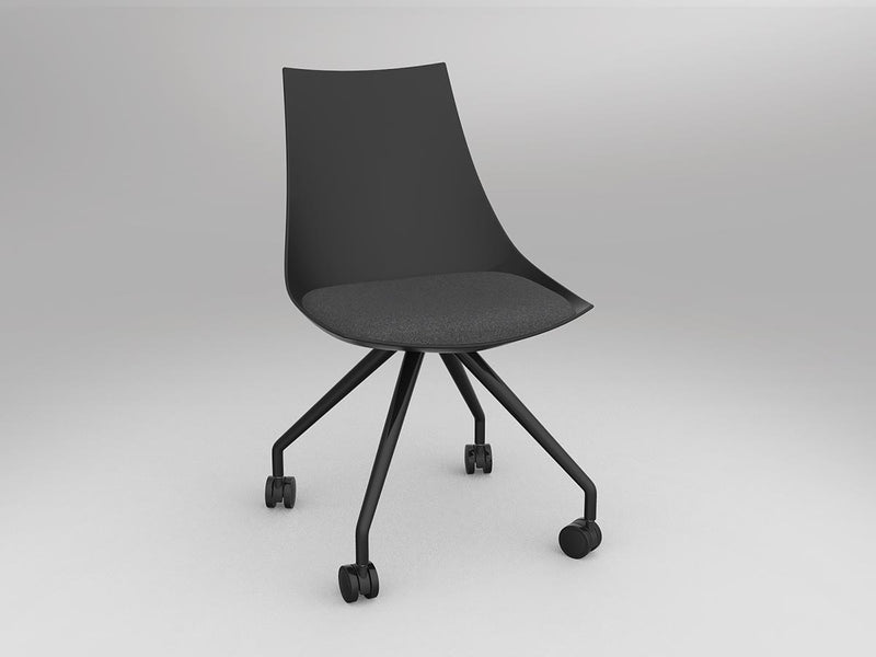 Luna Chair with Castor Base Black Charcoal Grey