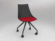 Luna Chair with Castor Base Black Chilli Red