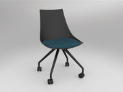 Luna Chair with Castor Base Black Deep Blue