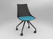 Luna Chair with Castor Base Black Ice Blue