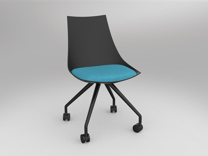 Luna Chair with Castor Base Black Ice Blue