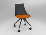 Luna Chair with Castor Base Black Sunset Orange