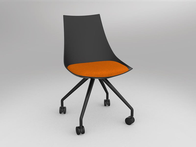 Luna Chair with Castor Base Black Sunset Orange
