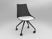 Luna Chair with Castor Base Black White PU