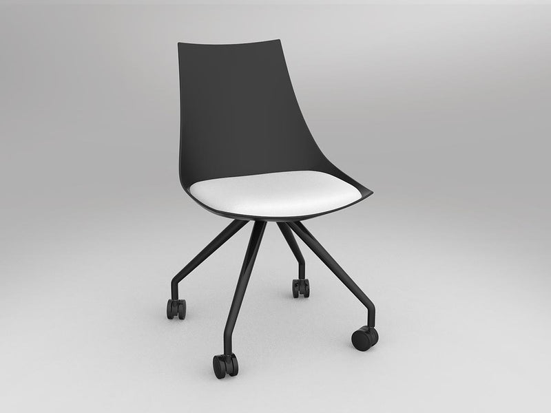 Luna Chair with Castor Base Black White PU