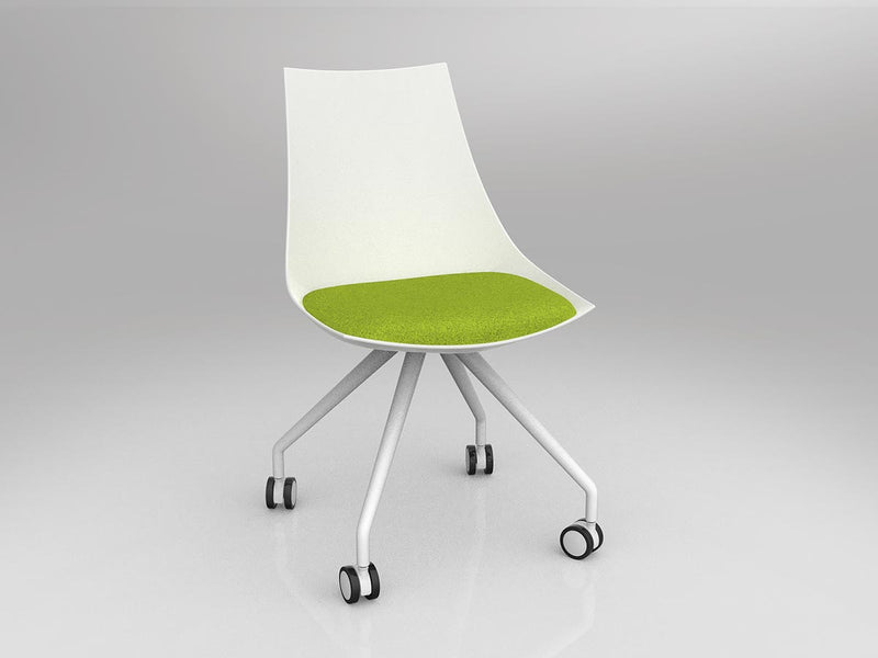 Luna Chair with Castor Base White Avocado Green